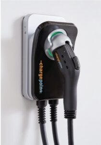 Charge Point EV charger installed in garage of a home owner in Portland Oregon.
