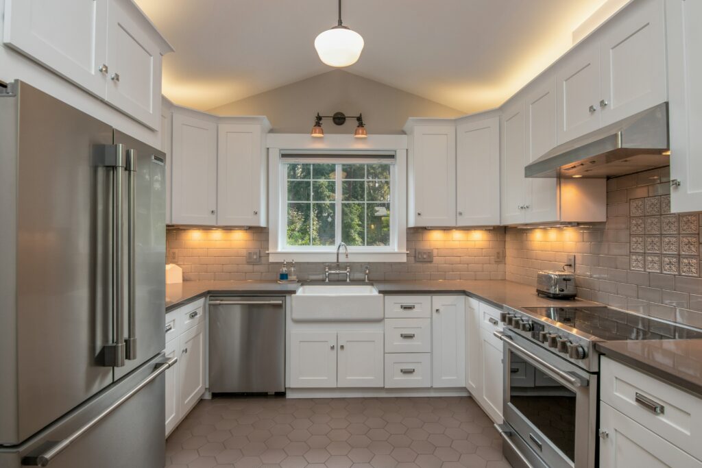 Under-cabinet lighting added to a kitchen for enhanced task illumination